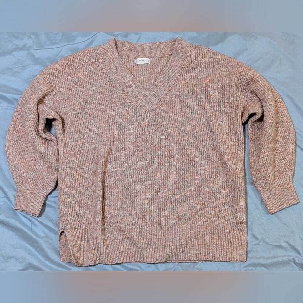 LC Lauren Conrad Heathered Pink Purple Lt Blue V-Neck Sweater Plush Pullover XL